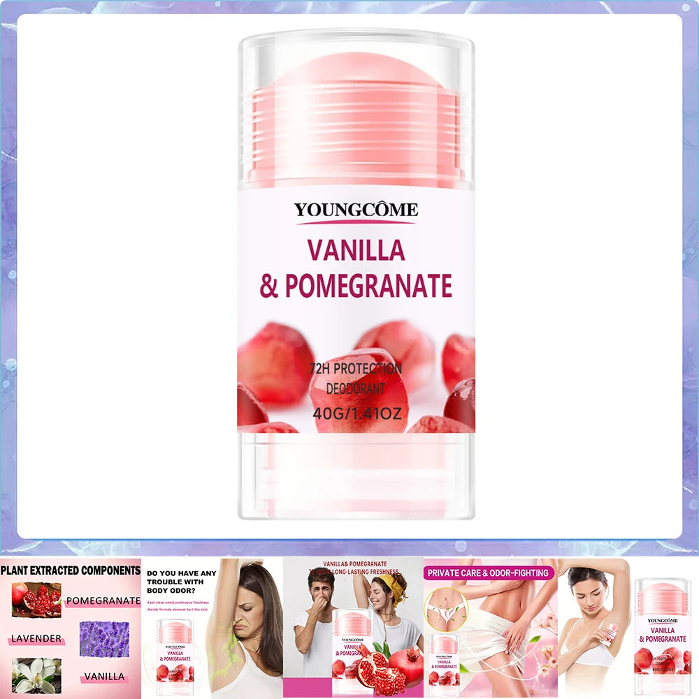 Aluminum Free Deodorant for Women 1/5 Count Pomegranate and Lemon Verbena 72 hour odor protection Whole Body Deodorant Sticks