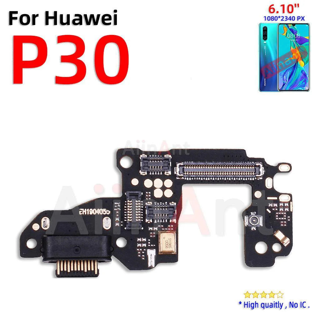 Aiinant USB Charger Dock Mic Connector Port Charging Board Flex Cable For Huawei P20 P30 Lite Plus Pro 2017 2018 Phone Parts