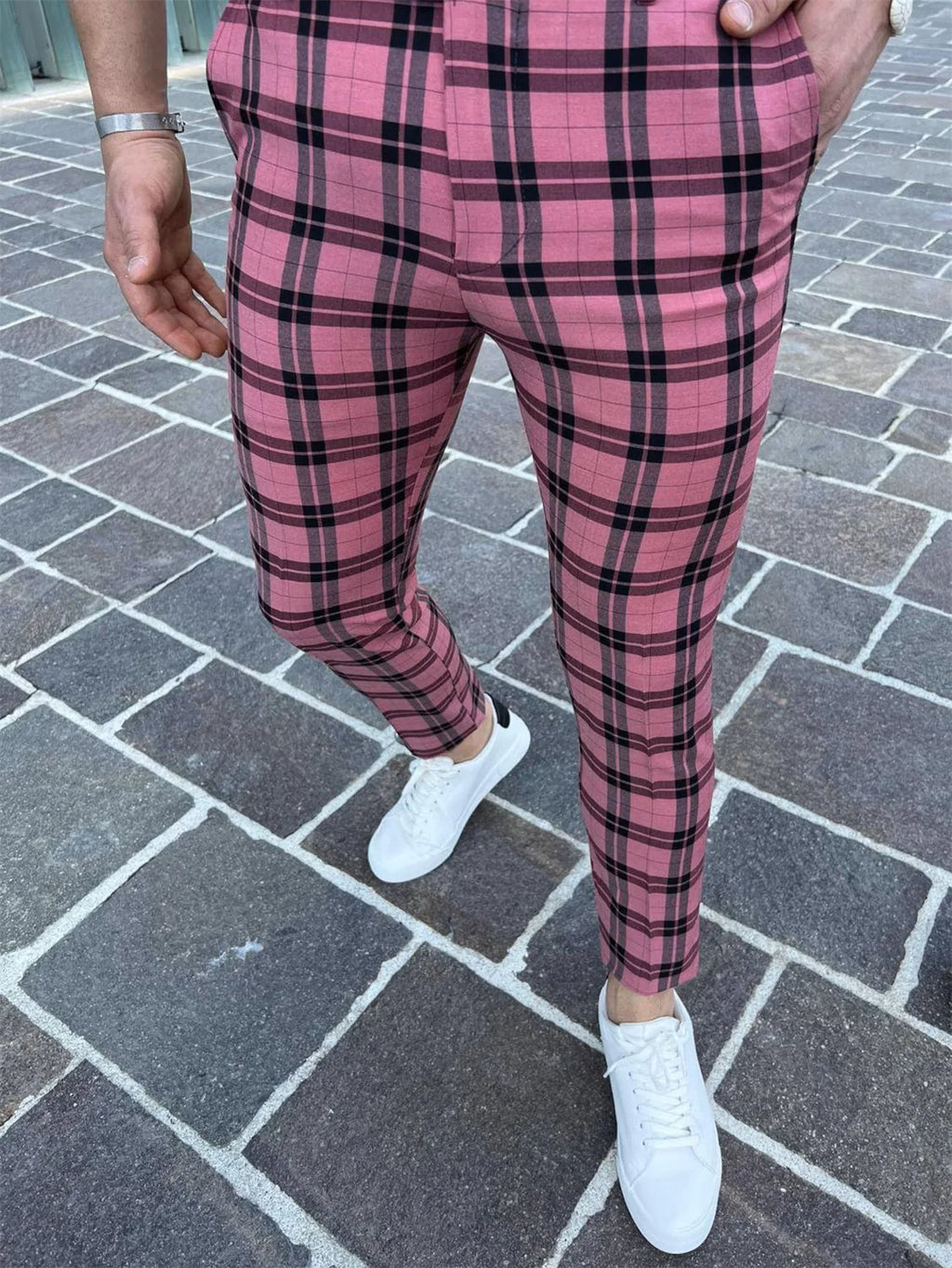 2026 Men's Plaid Print Suit Pants Fashion New Business Casual Trousers Streetwear Male Slim Fit Pencil Pants Pantalones Hombre