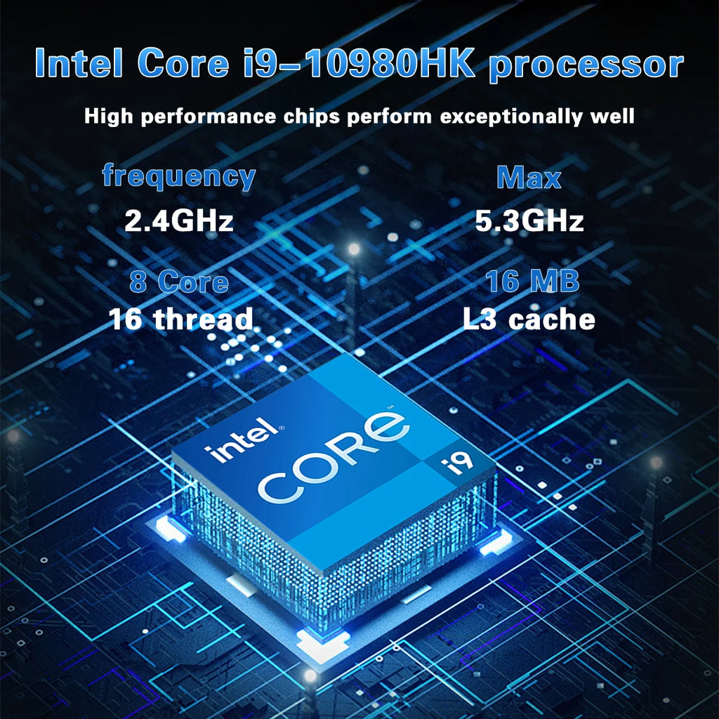 15.6" Laptop Windows 11 Core i9-10980HK Computer PC Gamer 16GB RAM Notebook Laptops Fingerprint Unlock Backlight Study Computer