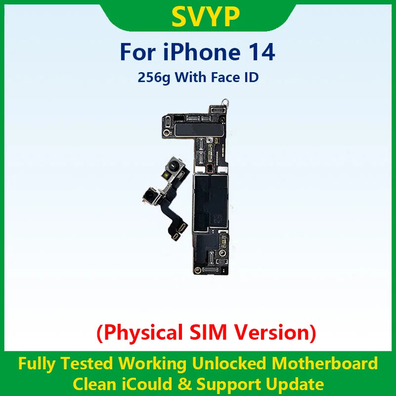 Fully Tested Authentic Mainboard For iPhone 14 Pro Max Unlocked Motherboard With Face ID Cleaned iCloud Physics SIM Version