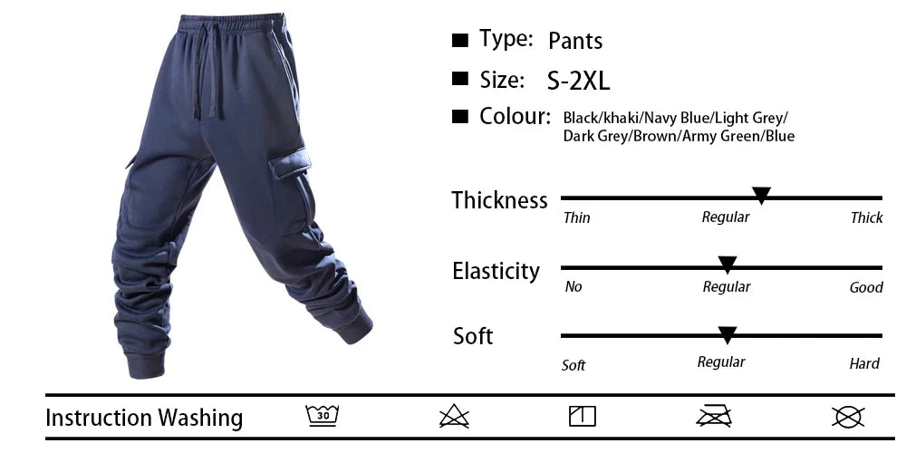 Mens Casual Pants Spring Autumn Sweatpants Drawstring Solid Color Workout Long Pants Fashion Gym Trousers with Pockets