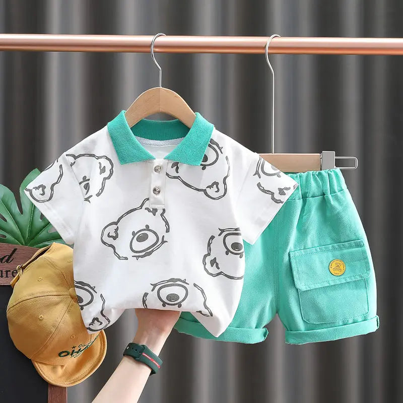 New Summer Baby Clothes Suit Children Boys Girls Cartoon Bear T Shirt Shorts 2Pcs/Set Toddler Casual Clothing Kids Tracksuits