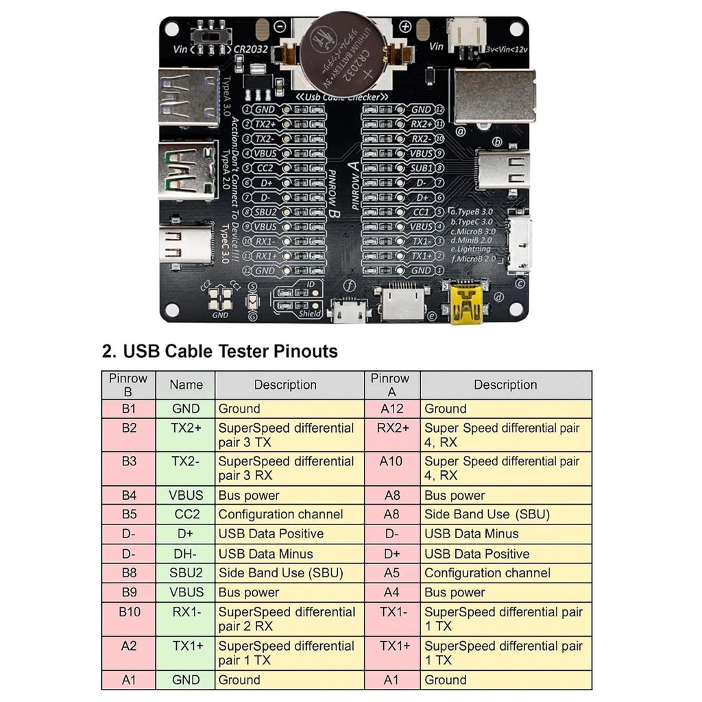 DT3 USB Cable Tester Data Cable Detection Board for IOS Android Micro Type-C Short Circuit on-Off Switching Test Board Tool