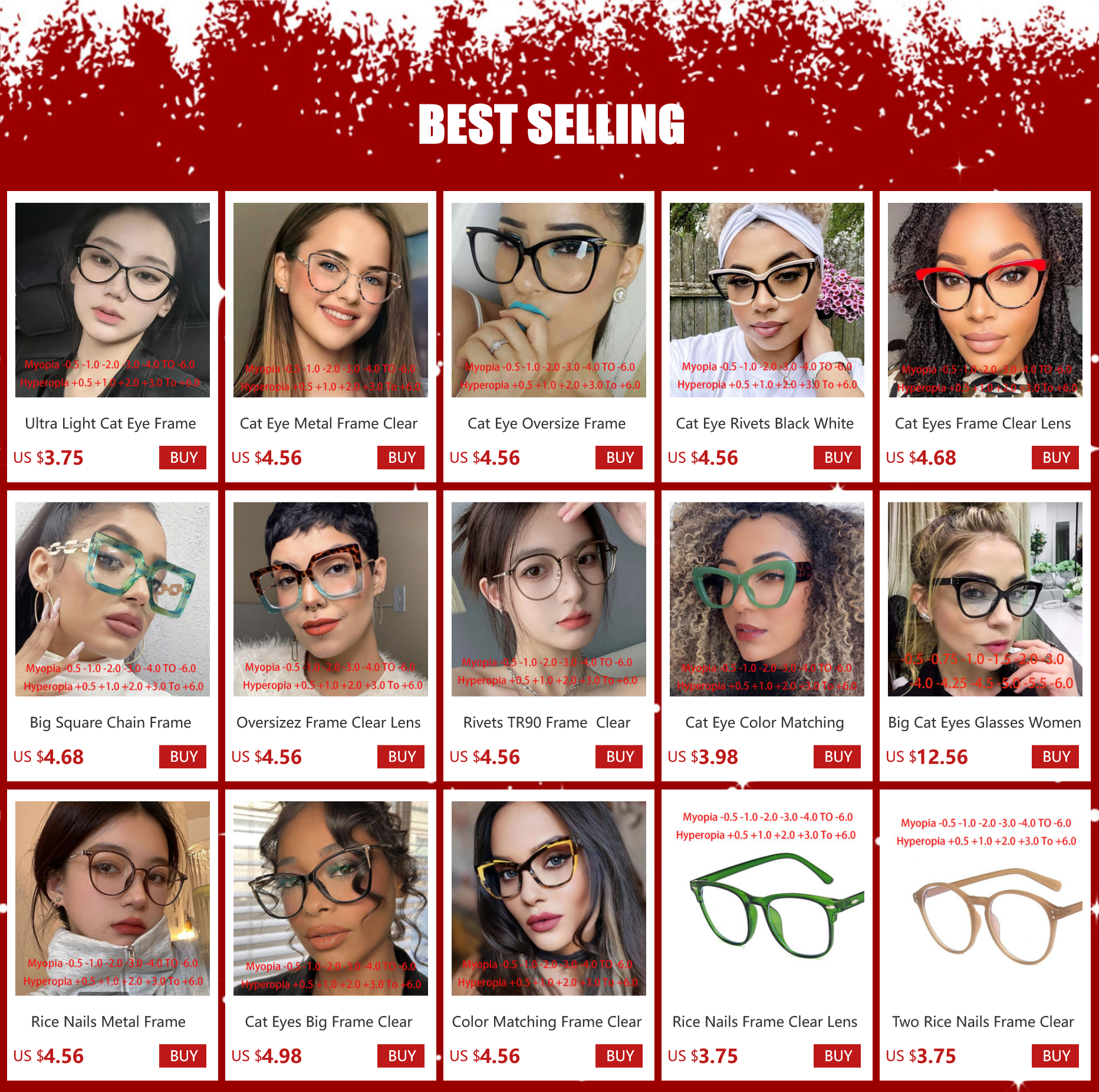 Cutout Cat Eye Metal Frame Clear Glasses Fashion Myopia Nerd Spectacles  -0.5 -1.0 -2.0 -3.0 -4.0 to -6.0