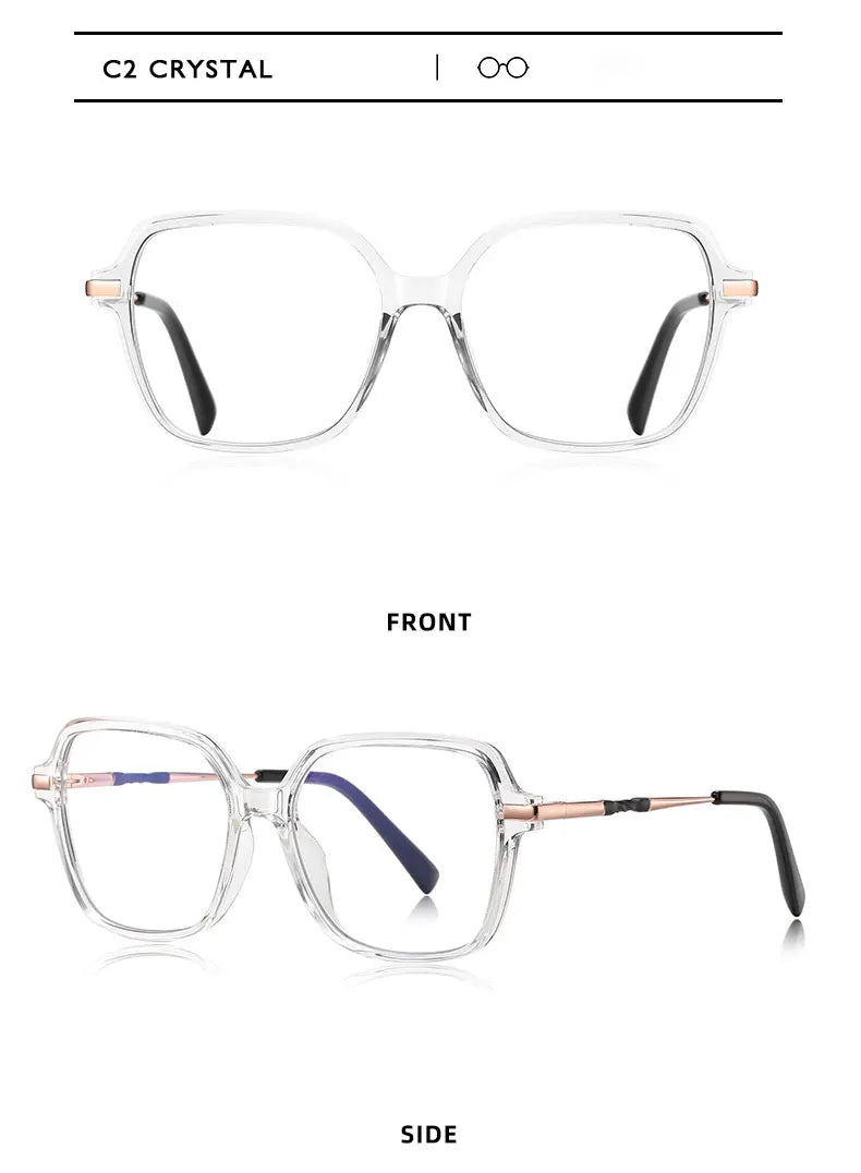 KANSEPT Square Large Frame Women's Glasses Anti-Blue Light Reading Glasses Customizable Prescription Luxury Mens Lenses to Read