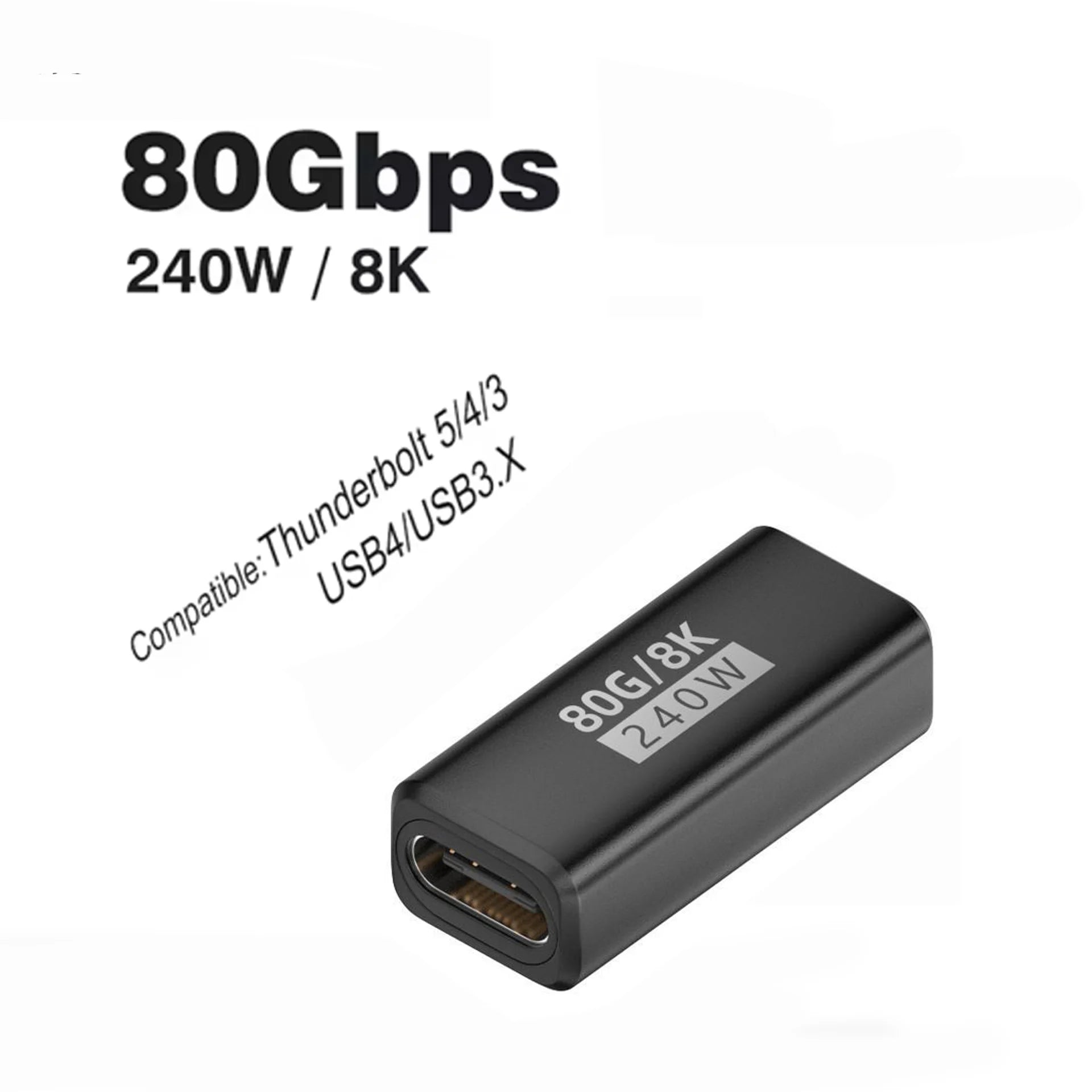 USB4.0 40Gbps U-Shape Straight Angle 240W 5A USB C to Type C Fast Charging Converter USB C Data Adapter For Macbook 8K60HZ
