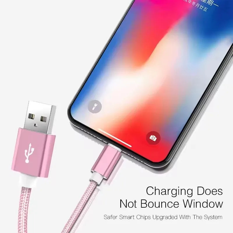 For iPhone 11 12 13 Mini 14 Pro Max USB Fast Charging Braided Cable For iPhone 7 8 14 Plus X XR XS Max Quick Charge Weaving Wire