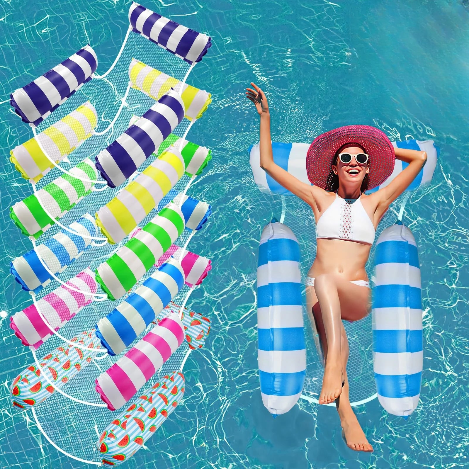 Inflatable Pool Floats Adult Size Water Hammock,Floats for Swimming Pool Multi-Purpose Pool Floating Toys,Pool Rafts Lounge