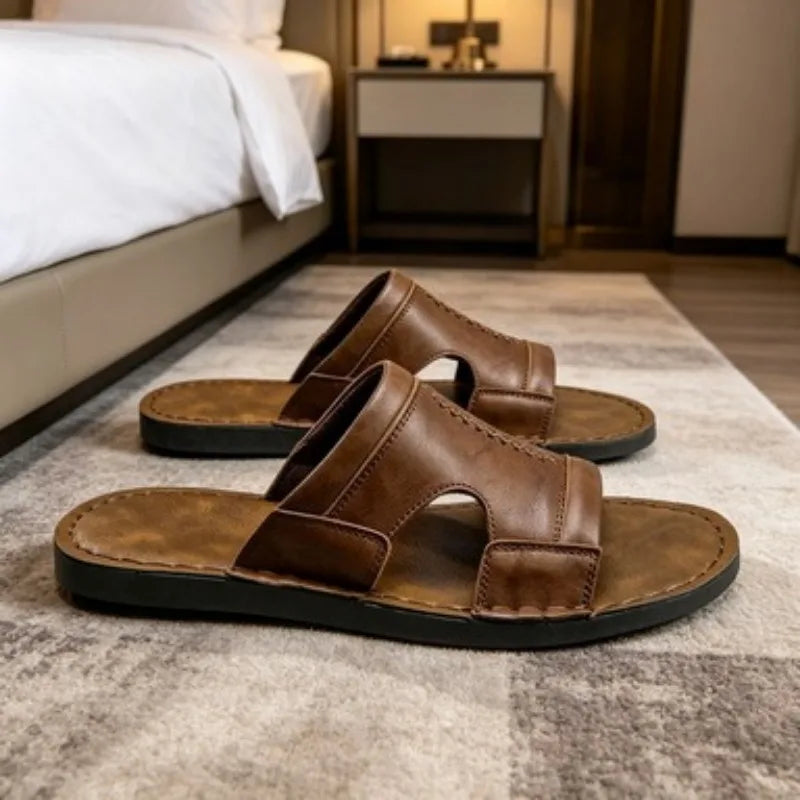 Summer Men Sandals Genuine Leather Mens Casual Shoes Outdoor Men Leather Sandals for Men Beach Shoes Roman mens Shoes