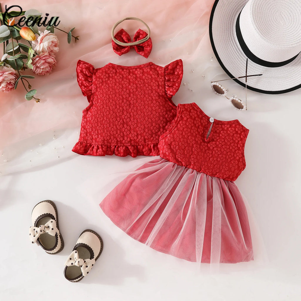Ceeniu Baby Dresses For Birthday Long Sleeve Ruffles Bow Butterfly Party Dress For Girls 2024 Toddler Newborn Girl Clothes 2024