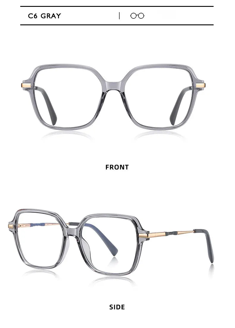 KANSEPT Square Large Frame Women's Glasses Anti-Blue Light Reading Glasses Customizable Prescription Luxury Mens Lenses to Read