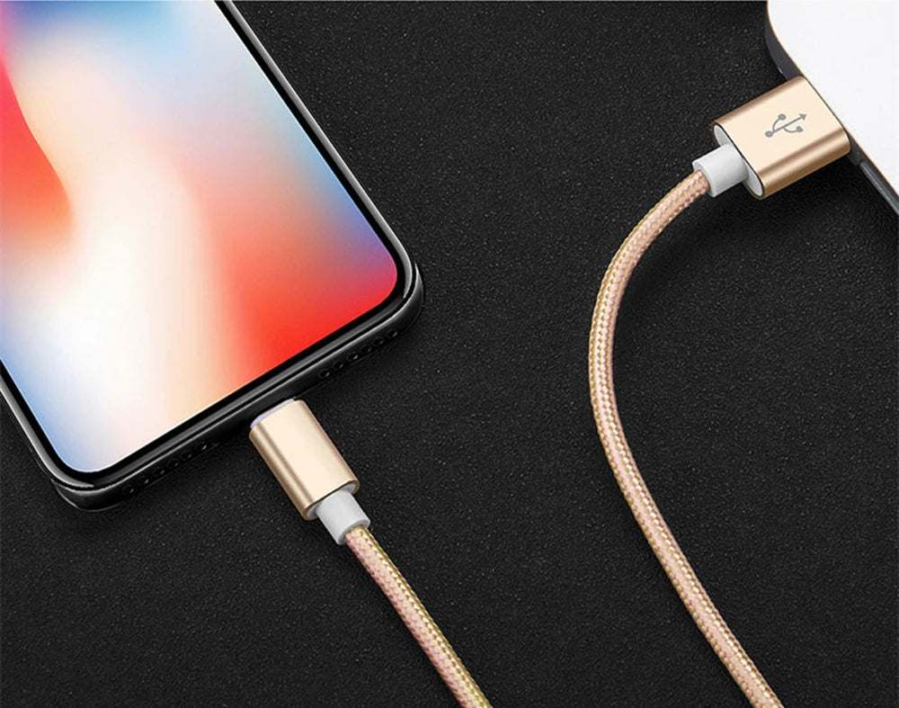 For iPhone 11 12 13 Mini 14 Pro Max USB Fast Charging Braided Cable For iPhone 7 8 14 Plus X XR XS Max Quick Charge Weaving Wire