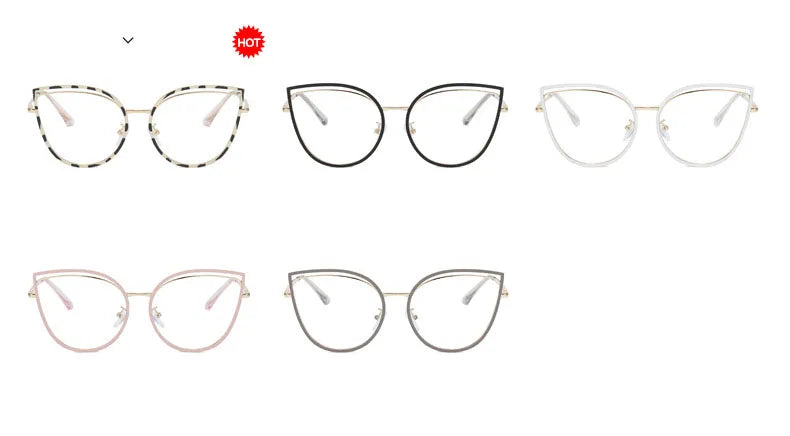 Cutout Cat Eye Metal Frame Clear Glasses Fashion Myopia Nerd Spectacles  -0.5 -1.0 -2.0 -3.0 -4.0 to -6.0