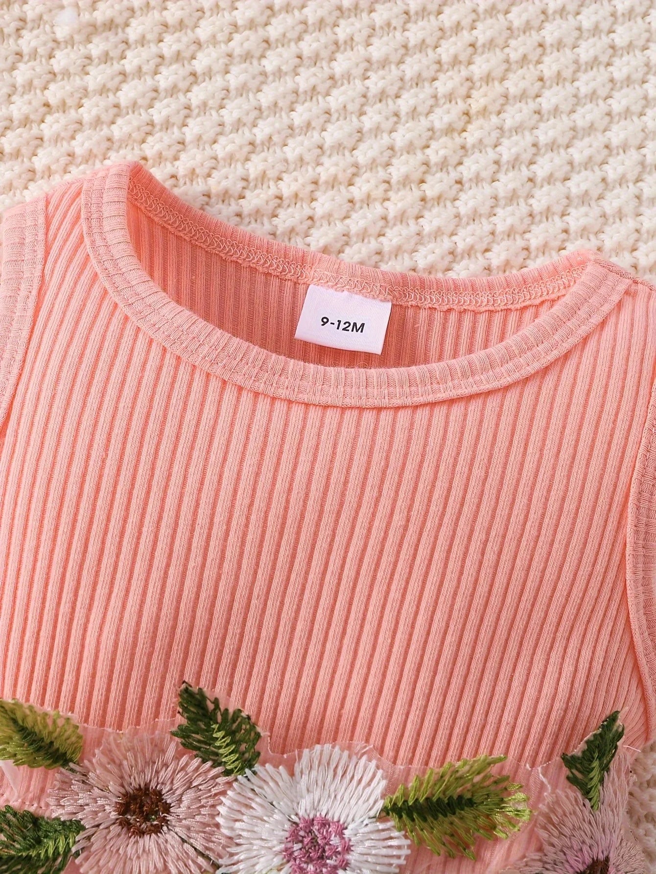 Prowow Baby Dresses With Coat Waffles Open Shirt Top and Pink Embroidery Floral Dress For Girls Birthday Party Kids Baby Clothes