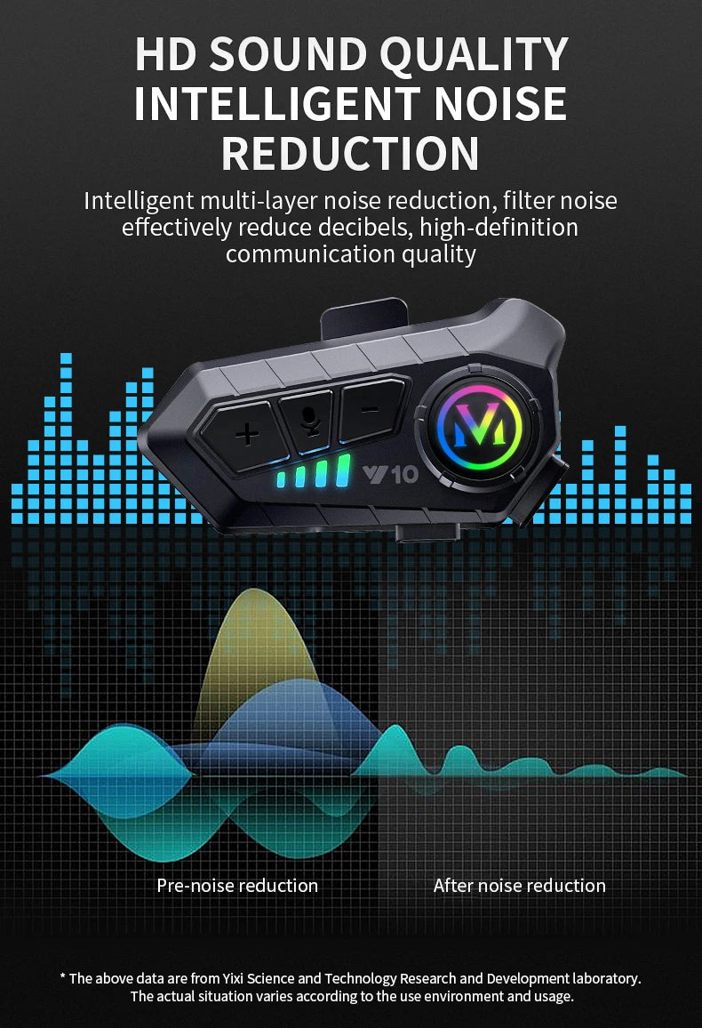 Y10 Motorcycle Bluetooth 5.3 Helmet Headset with Colorful Lights Waterproof Wireless Earphone Hands-free Headset Waterproof