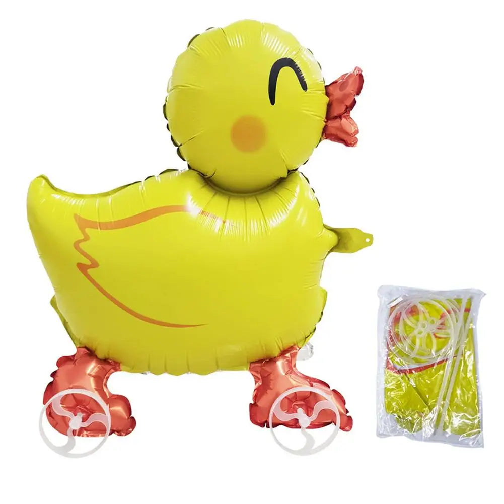 1pc Cartoon Animal Ballons With Wheels Outdoor Yard Walking Balloons Party Decor Props Photo Gifts Baby Shower Toy Kids Birthday
