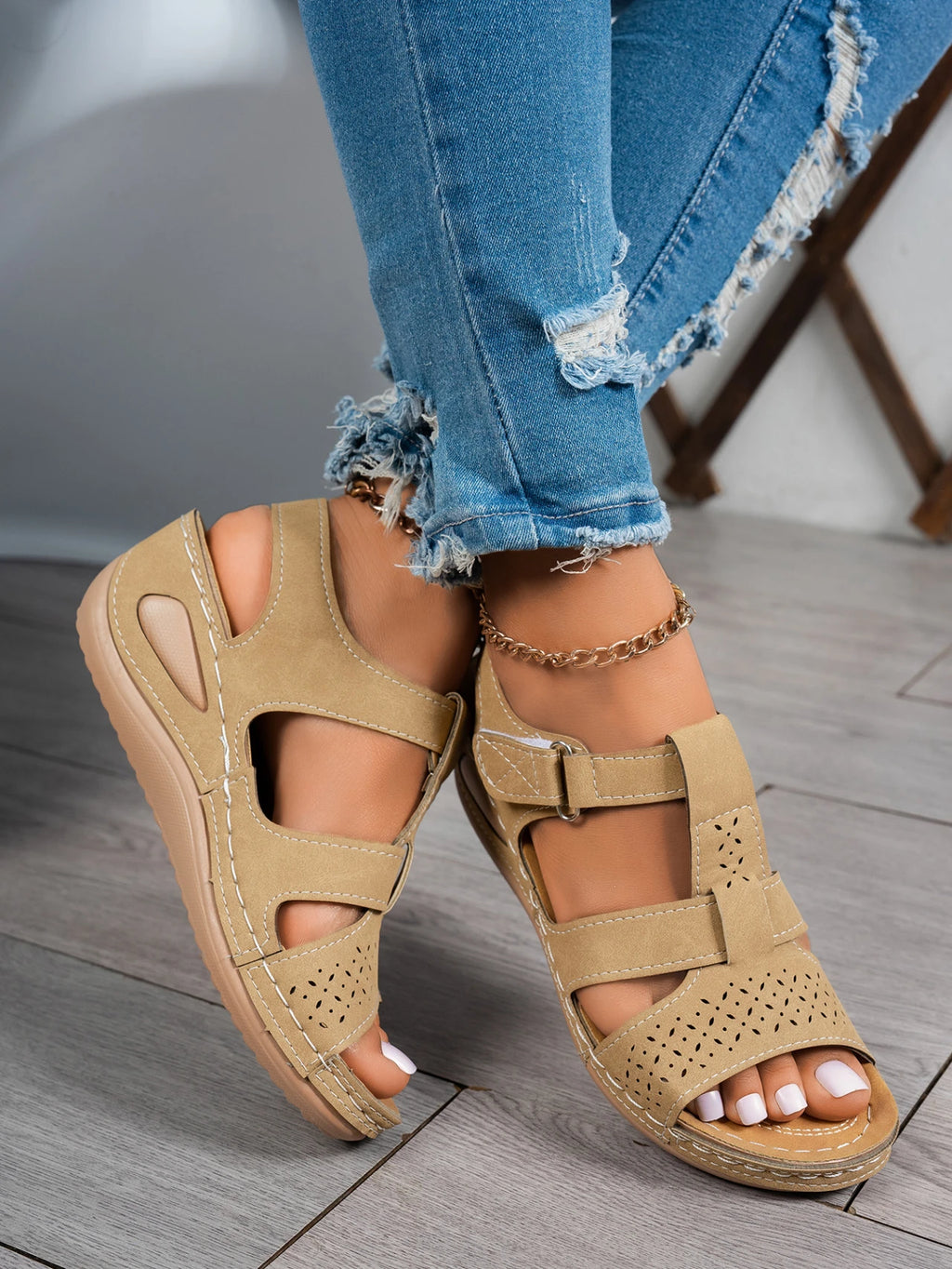 Summer Wedge Sandals for Women 2026 New Fashion Non Slip Beach Shoes Woman Lightweight Casual Platform Plus Size Sandals Women