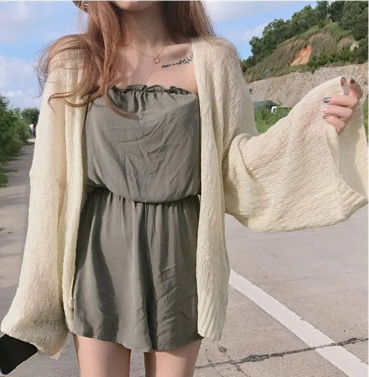 Knitted Cardigan women plus size Summer cardigan Sweater women Loose Hollow coat kardigan Sweter Cardigans korean top