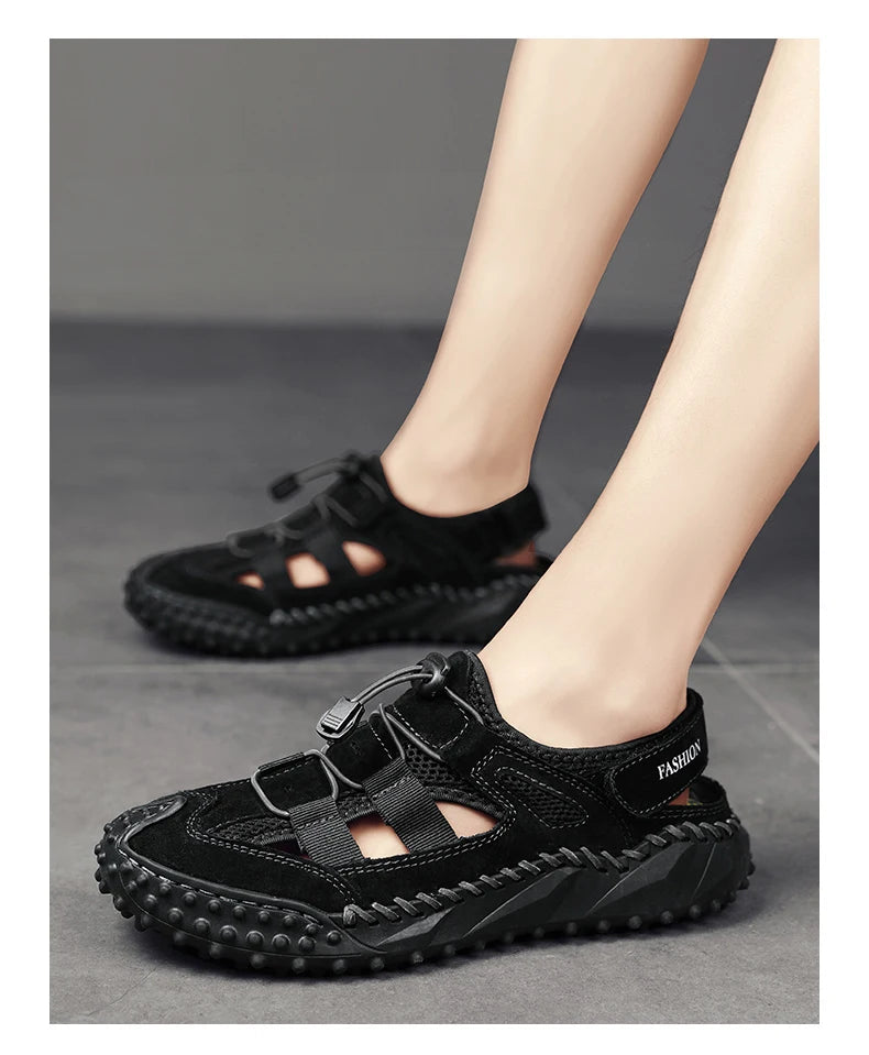 Summer Men Sandals Genuine Leather Mens Casual Shoes Outdoor Men Leather Sandals for Men Beach Shoes Roman mens Shoes