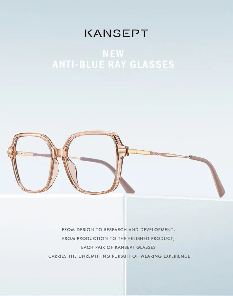 KANSEPT Square Large Frame Women's Glasses Anti-Blue Light Reading Glasses Customizable Prescription Luxury Mens Lenses to Read