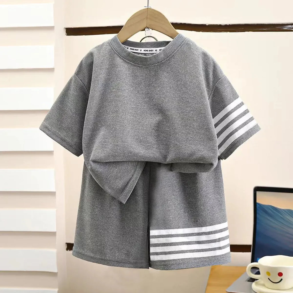2pcs Baby Sports Suits Summer Clothes Boys Girls Casual Short Sleeve Shorts Two Piece/Set Children Solid Color Trendy Tracksuits