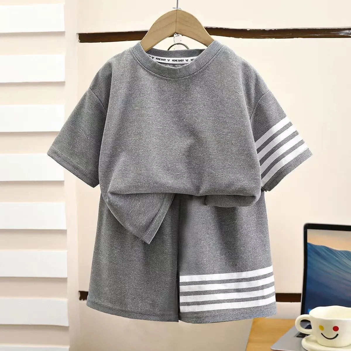 2pcs Baby Sports Suits Summer Clothes Boys Girls Casual Short Sleeve Shorts Two Piece/Set Children Solid Color Trendy Tracksuits