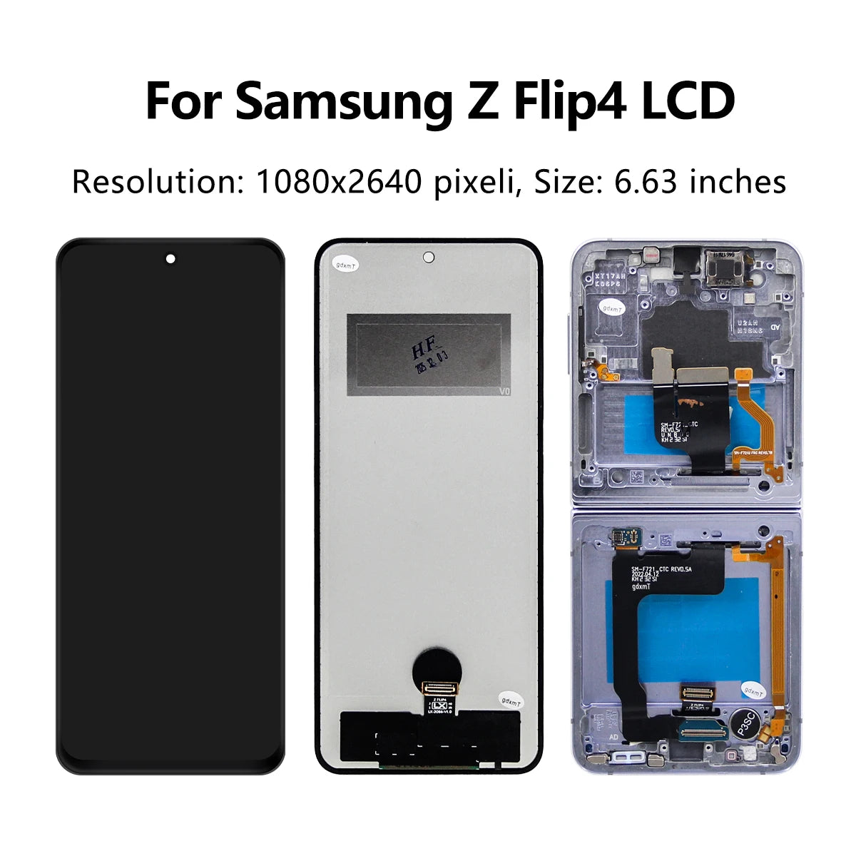 100% For Samsung Z Flip 4 5G F721B F721W LCD Display Touch Screen Digitizer Assembly For Samsung Z Flip 4 Screen Replacement