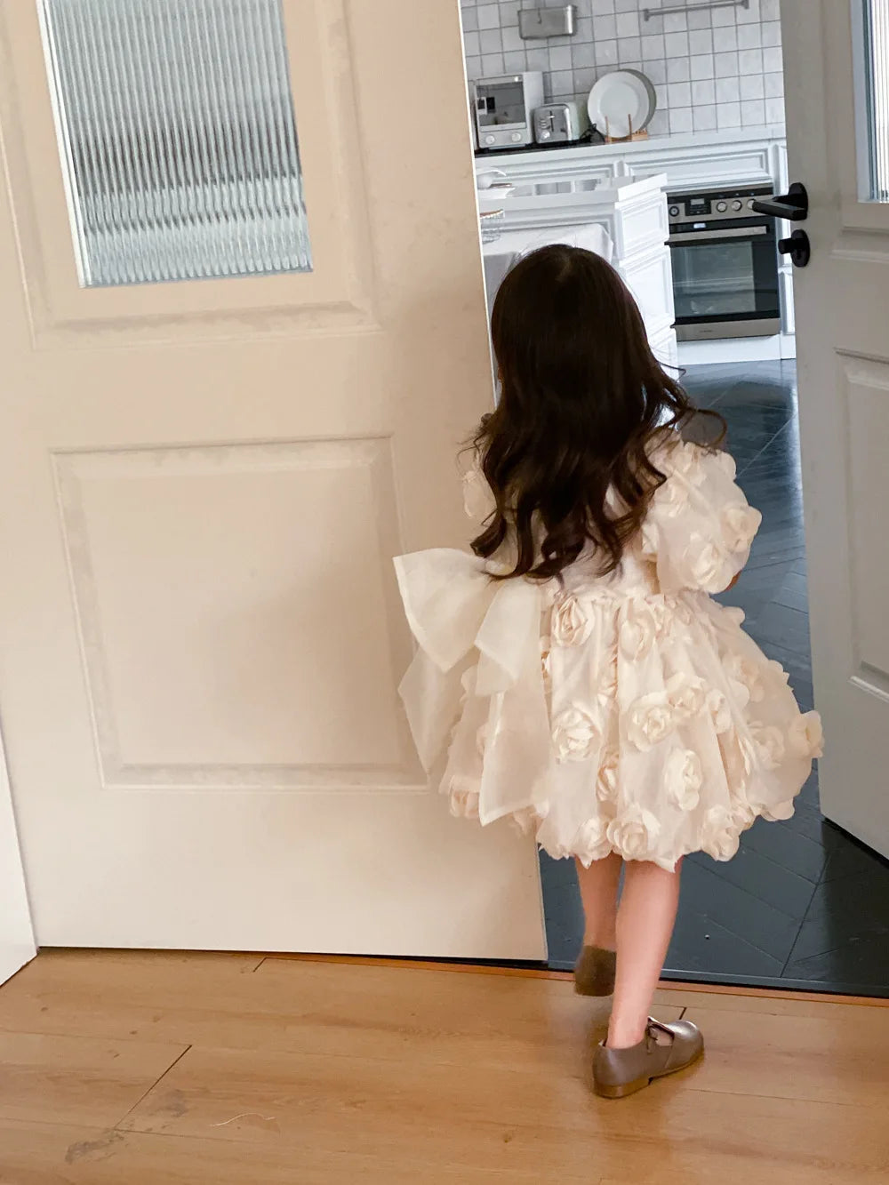 HoneyCherry Spring Summer Girls Short Sleeve Floral Princess Dresses Girl Baby Dresses Children's Birthday Dresses
