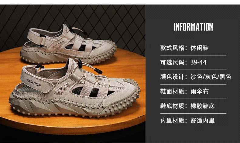 Summer Men Sandals Genuine Leather Mens Casual Shoes Outdoor Men Leather Sandals for Men Beach Shoes Roman mens Shoes