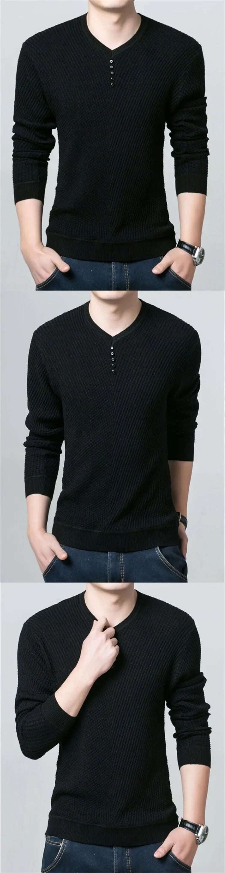 Spring Autumn Sweaters Pullover Men V Neck Men Sweater Casual Long Sleeve Brand Mens Slim Fit Knitted Sweaters Pullovers