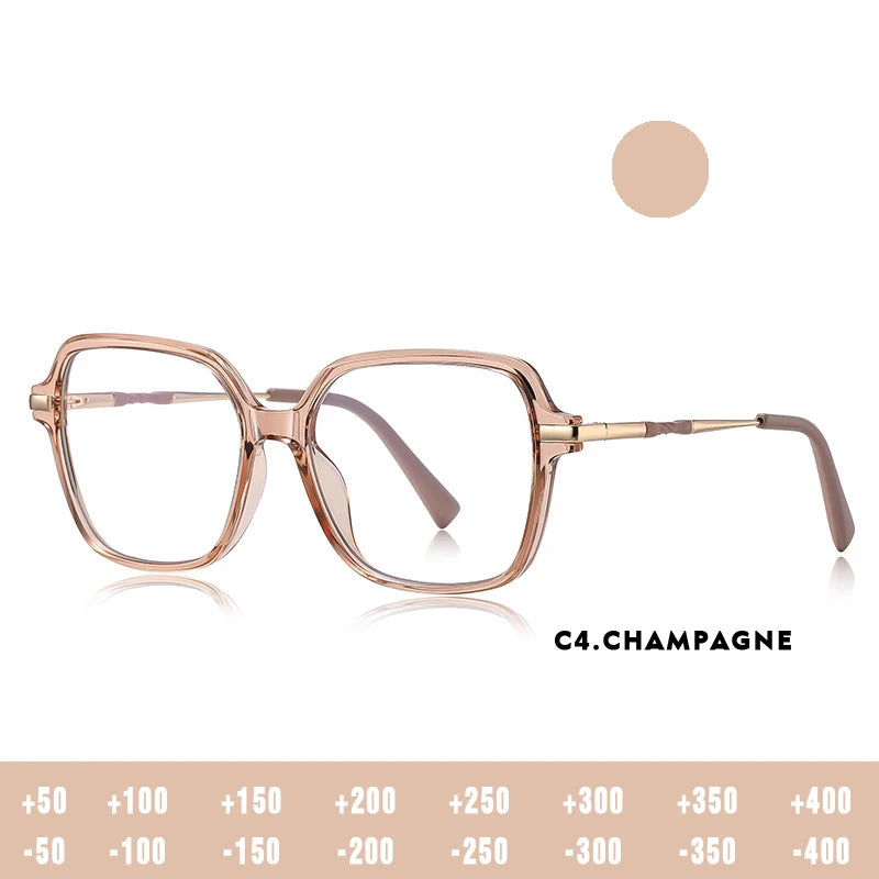 KANSEPT Square Large Frame Women's Glasses Anti-Blue Light Reading Glasses Customizable Prescription Luxury Mens Lenses to Read
