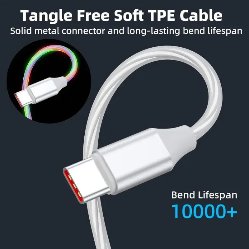 LED PD 60W USB Type C to USB C Cable for iPhone 15 Pro Max Xiaomi Huawei  Fast Charging Charger Data Cable USB-C Cable 1m 2m