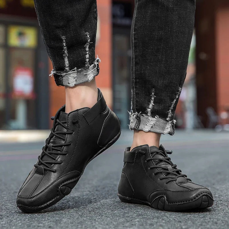 Men High Top Shoes Comfortable High Quality Fashionable Soft Soled Bare Boots Multifunctional Durable Italian Style Men's Boots