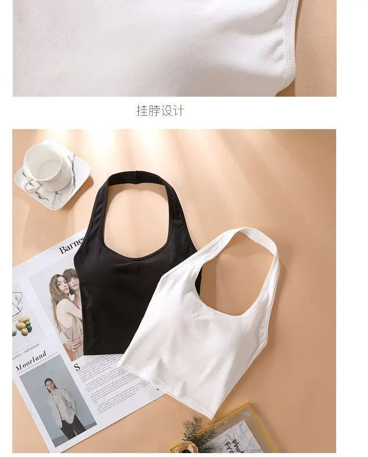 Halter Spaghetti Straps Vest for Women With Bra Padding Inner Wear Outer Wear Sexy Beauty Back Tanks Top