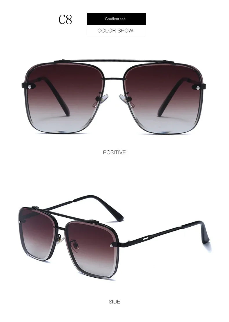 New Gradient Square Vintage Sunglasses For Men Women Luxury Sun Glasses Fashion Male Driving Fishing Eyewear UV400 Óculos De Sol