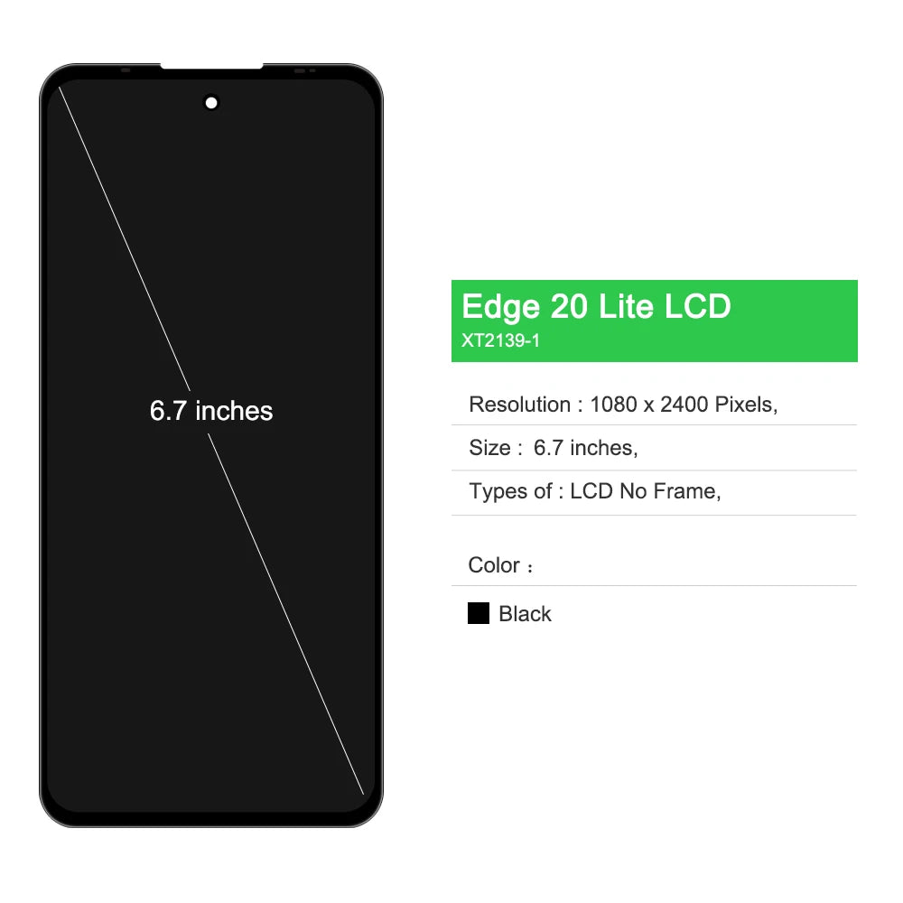 6.7" For Motorola Edge 20 Lite LCD XT2139-1 Display Touch Screen Digitizer Full Assembly Mobile Phone Replacement Parts