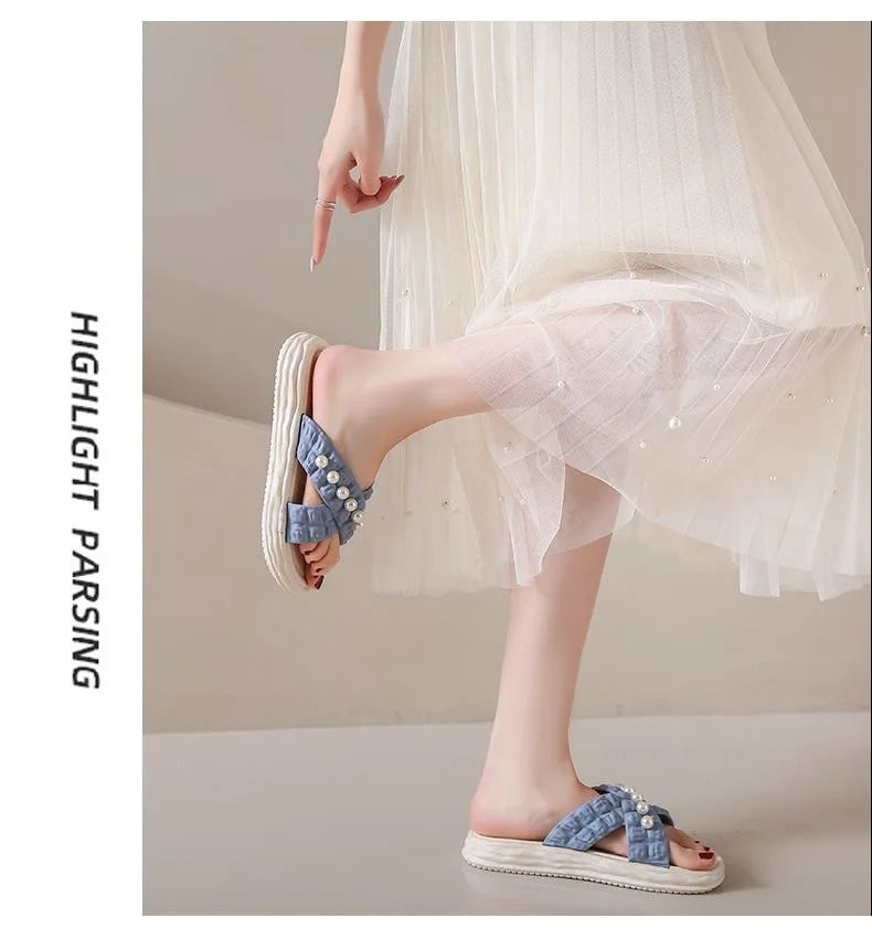 Summer Fashion Sandals Women Beach Platform Slippers Thick Bottom Anti-Skid Lightweight Female Slip-on Shoes Sandalias