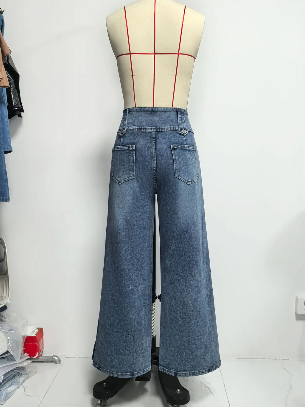 2026 Casual Jeans Pant Pantalones High Waist Wide Leg Trouser Women's Clothing Retro Street Style All-match Buttons Slit Fashion