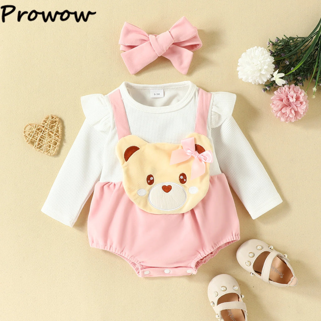 Prowow Cute Fox Baby Dresses For Girls Heart Print Romper+Suspender Fox Dress For Girls Fall Winter Newborn Baby Girl Clothes