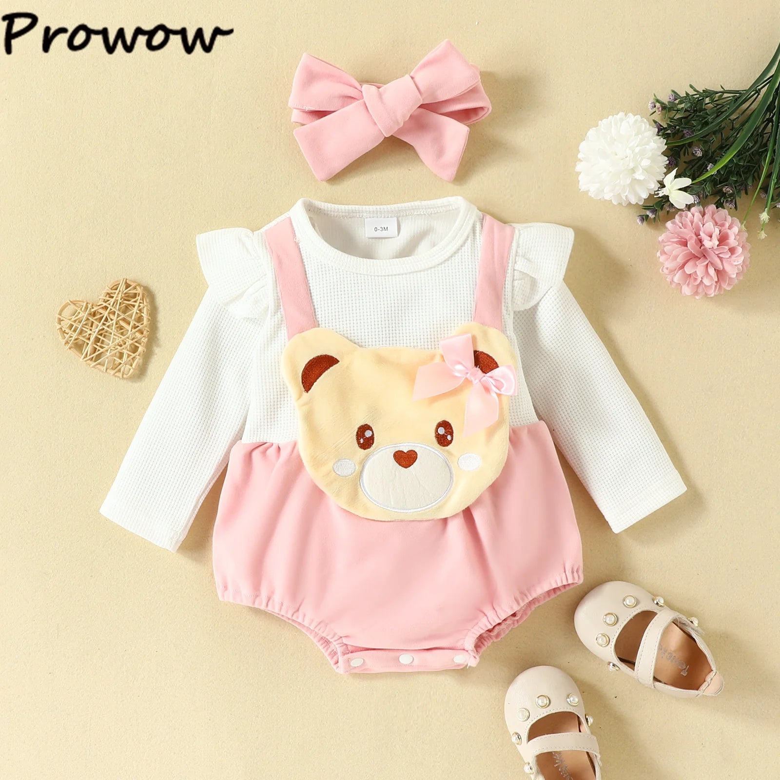 Prowow Cute Fox Baby Dresses For Girls Heart Print Romper+Suspender Fox Dress For Girls Fall Winter Newborn Baby Girl Clothes
