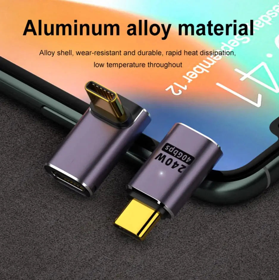 USB4.0 40Gbps U-Shape Straight Angle 240W 5A USB C to Type C Fast Charging Converter USB C Data Adapter For Macbook 8K60HZ