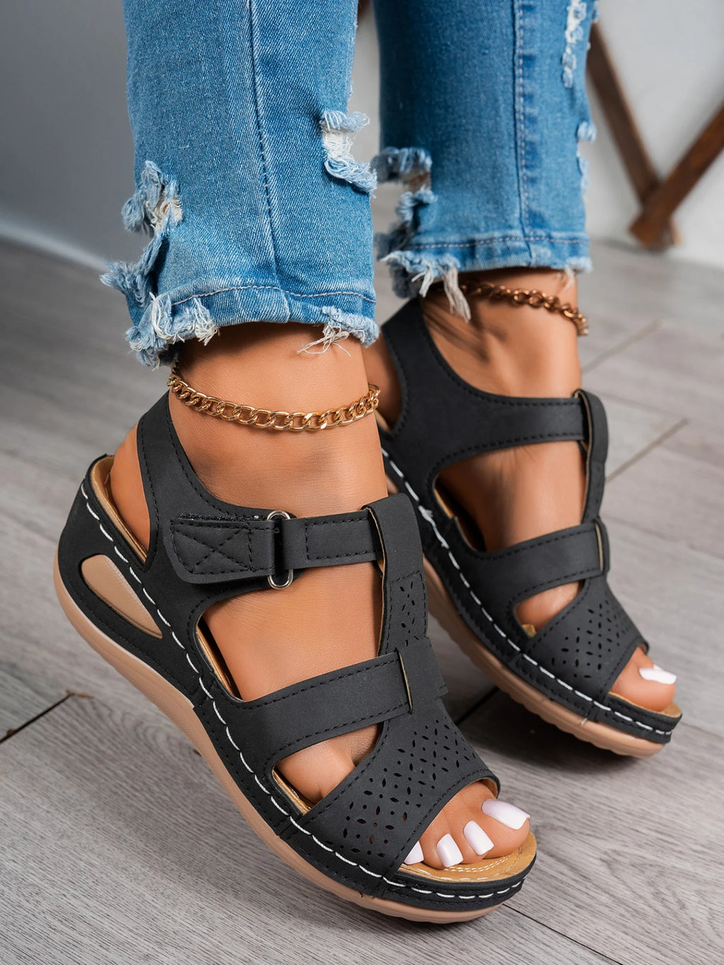 Summer Wedge Sandals for Women 2026 New Fashion Non Slip Beach Shoes Woman Lightweight Casual Platform Plus Size Sandals Women