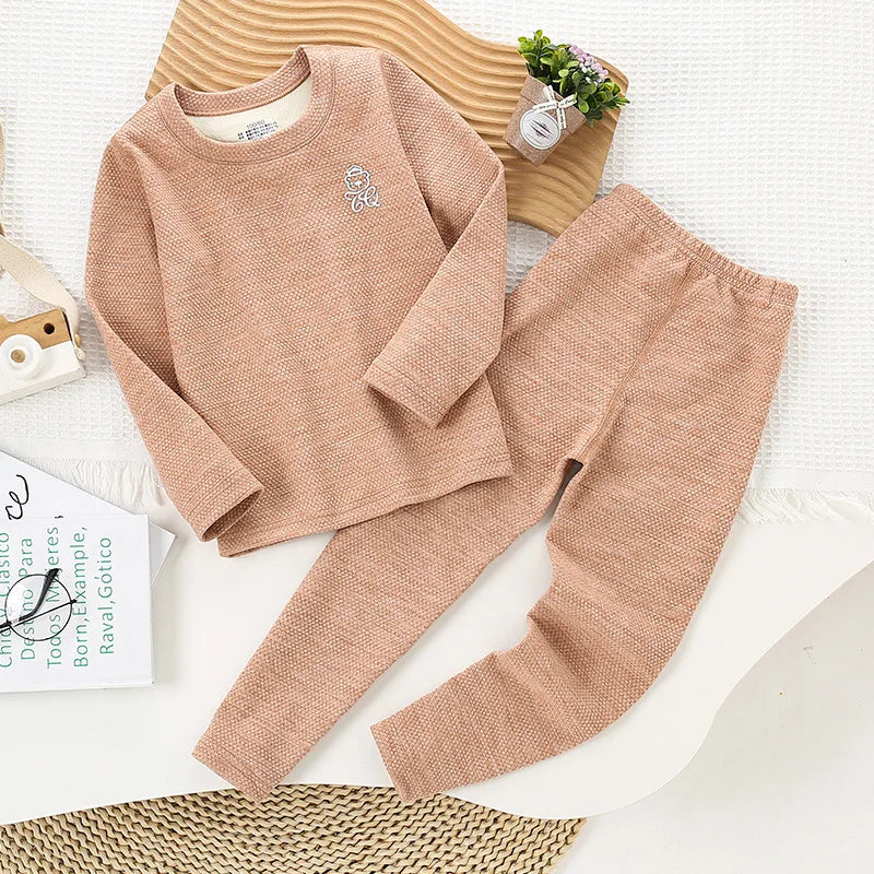 3-14 Years Autumn Winter Thermal Underwear Suit Girls Clothing Sets Boys Pajama Sets No Trace Warm Sleepwear Kids Clothes
