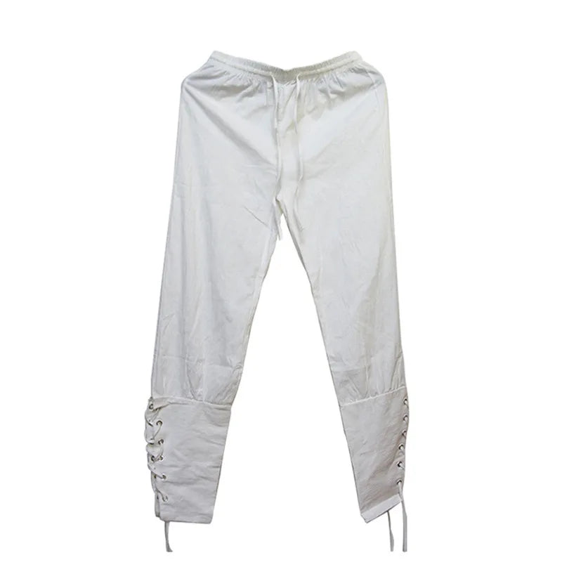 Pirate Pant Viking Costume for Men Renaissance Medieval Pants Drawstring Shorts Halloween Costume Adult Cosplay