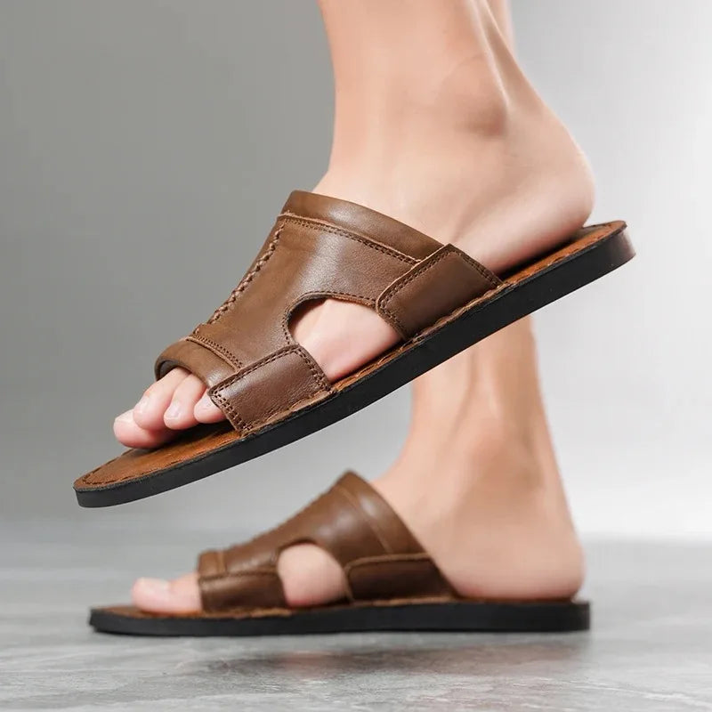 Summer Men Sandals Genuine Leather Mens Casual Shoes Outdoor Men Leather Sandals for Men Beach Shoes Roman mens Shoes