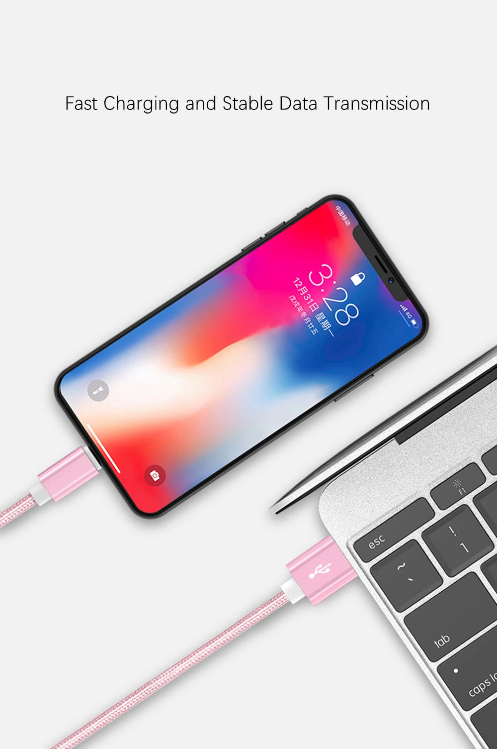 For iPhone 11 12 13 Mini 14 Pro Max USB Fast Charging Braided Cable For iPhone 7 8 14 Plus X XR XS Max Quick Charge Weaving Wire