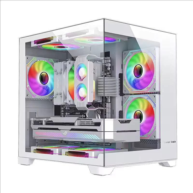 Power Train Coloured Glaze PC case Desktop 270° Sea View Room No pillars 240 water cooled Computer case