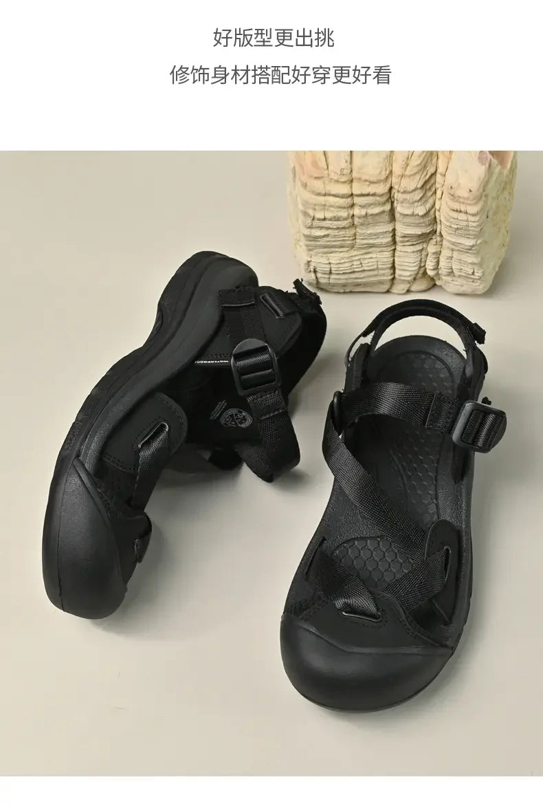 Summer New Handmade  Sandals Leisure Beach Shoes For womens  Outdoor Wading Shoes Man Breathable Casual Anti-collision Toe Flats