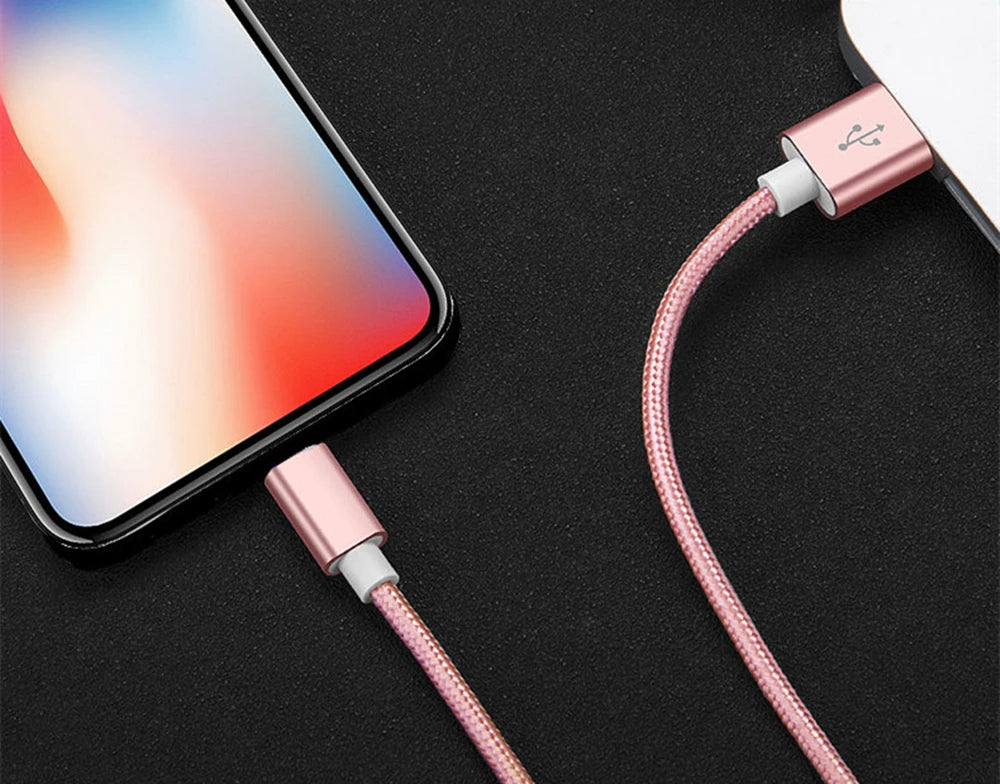 For iPhone 11 12 13 Mini 14 Pro Max USB Fast Charging Braided Cable For iPhone 7 8 14 Plus X XR XS Max Quick Charge Weaving Wire